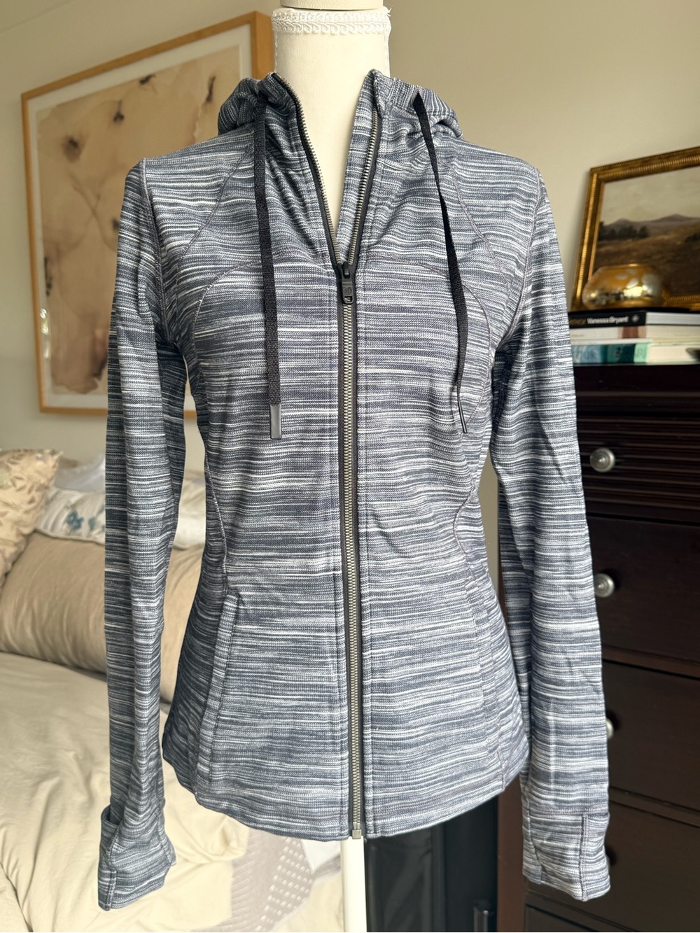 lululemon athletica Gray Striped Full-Zip Hooded Utility Jacket